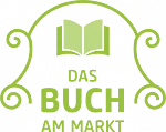 Grünes Logo mit einem stilisierten offenen Buch über dem Text 'DAS BUCH AM MARKT'