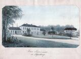Bild vergrößern: Lehrerseminars. Kolorierte Bleistiftzeichnung von  F.G. Müller um 1860 (Archiv der Stadt Bad Segeberg)