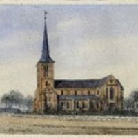 Bild vergrößern: Kirche um 1860. Kolorierte Bleistiftzeichnung von F.G. Möller. (Archiv der Stadt Bad Segeberg)